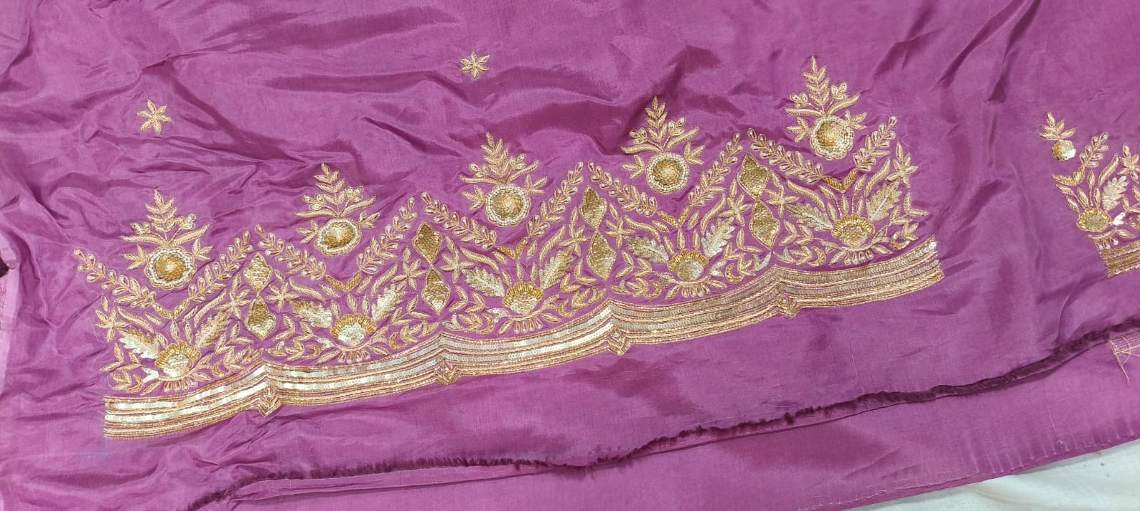 Purple Hand Embroidered Crepe Suit Set with Organza Dupatta | Premium Ethnic…