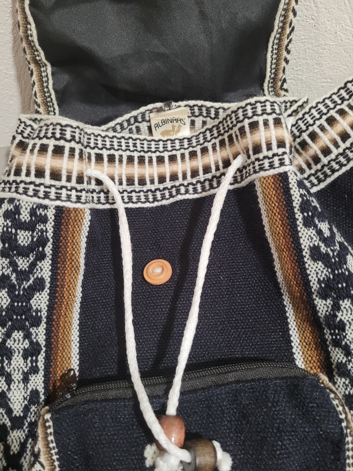 PERUVIAN Backpack. Albinaas Alpaca. Made In Peru . Black/brown