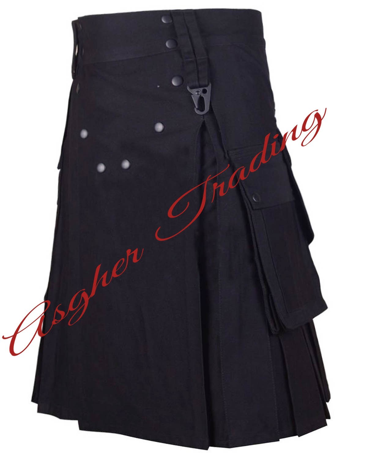 Handmade Black Canvas Cotton Kilt, Phantom Utility Kilt Men’s Custom Size kilts