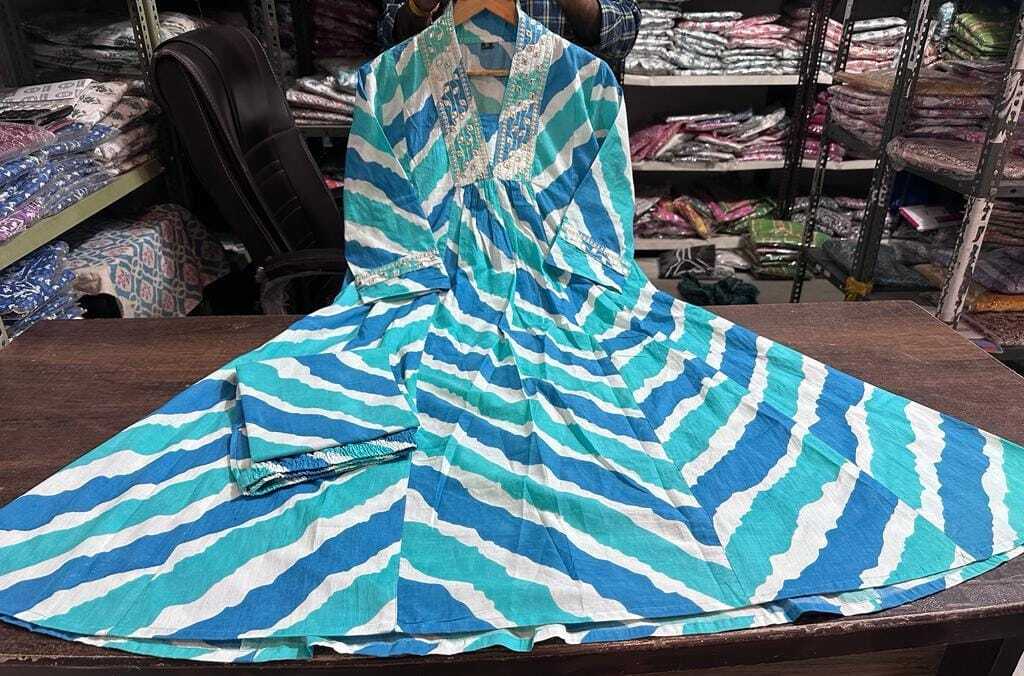 100% COTTON Indian Anarkali Kurta Pant Sets Beautiful Designer Salwar Kameez Set