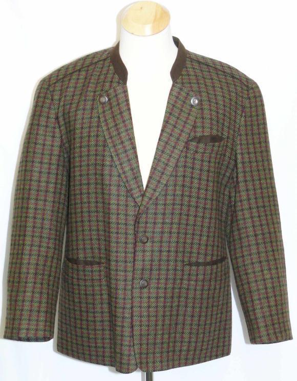 DISTLER Tweed WOOL + ALPACA JACKET Men Austria GREEN BLACK BROWN 50 C44″ Large