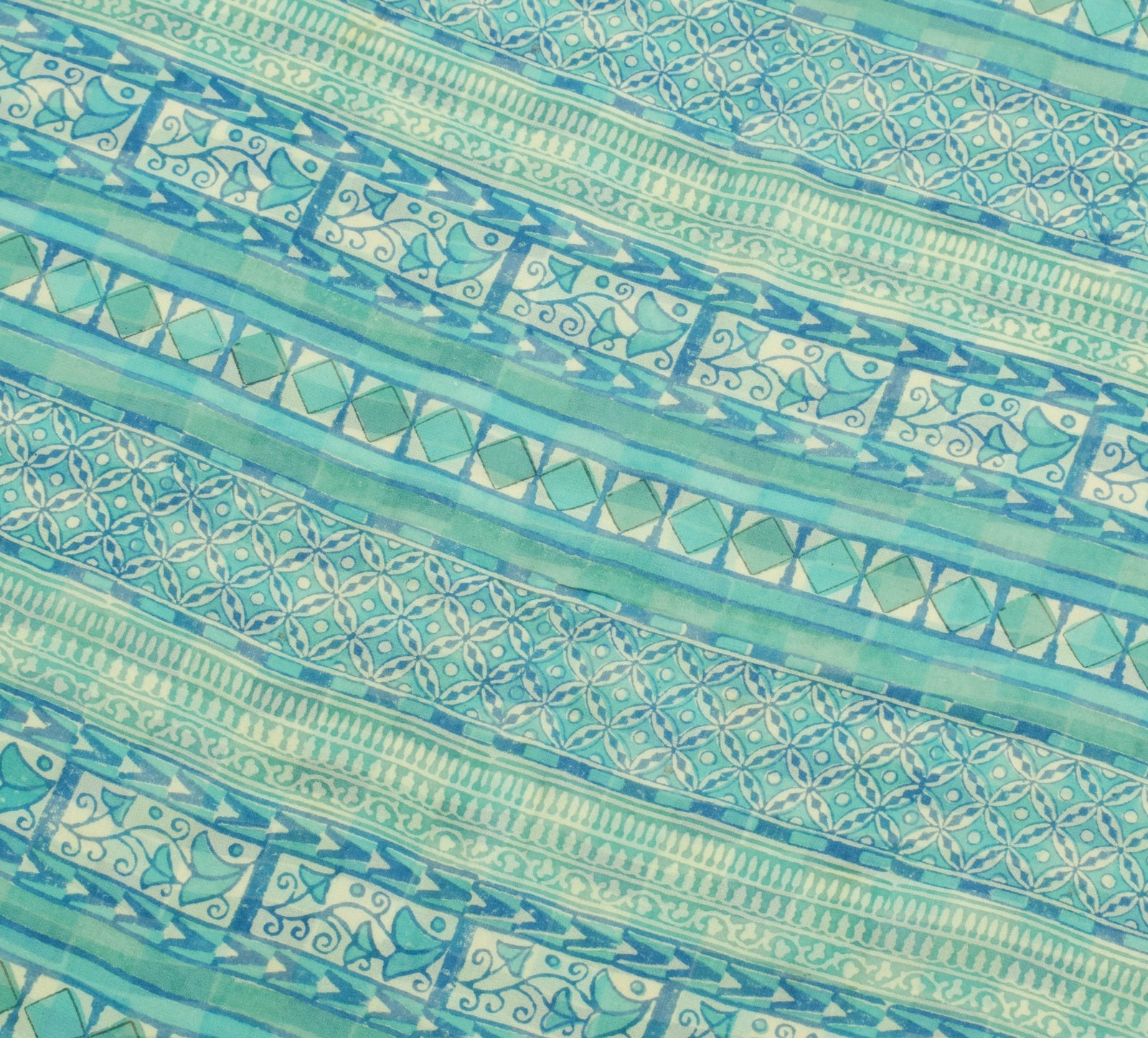 Sushila Vintage MultiColor Saree Georgette Silk Geometric Printed Branded Fabric
