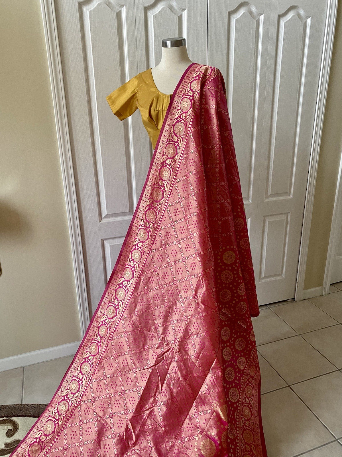 Sari With Stitched Blouse Crop Top New