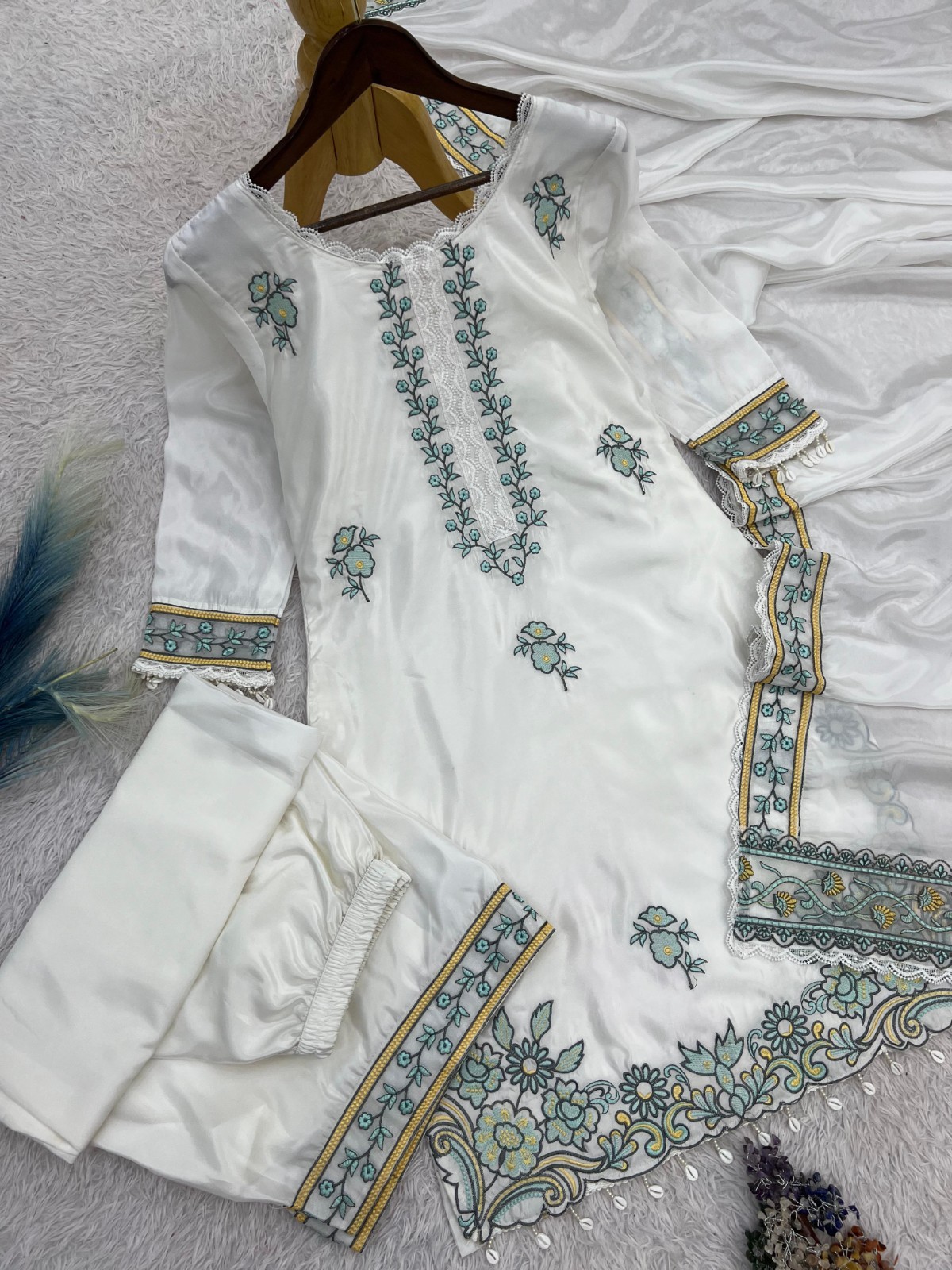 Designer Silk Top Farshi Palazzo Dupatta Party Wear Women Farshi shalwar suit