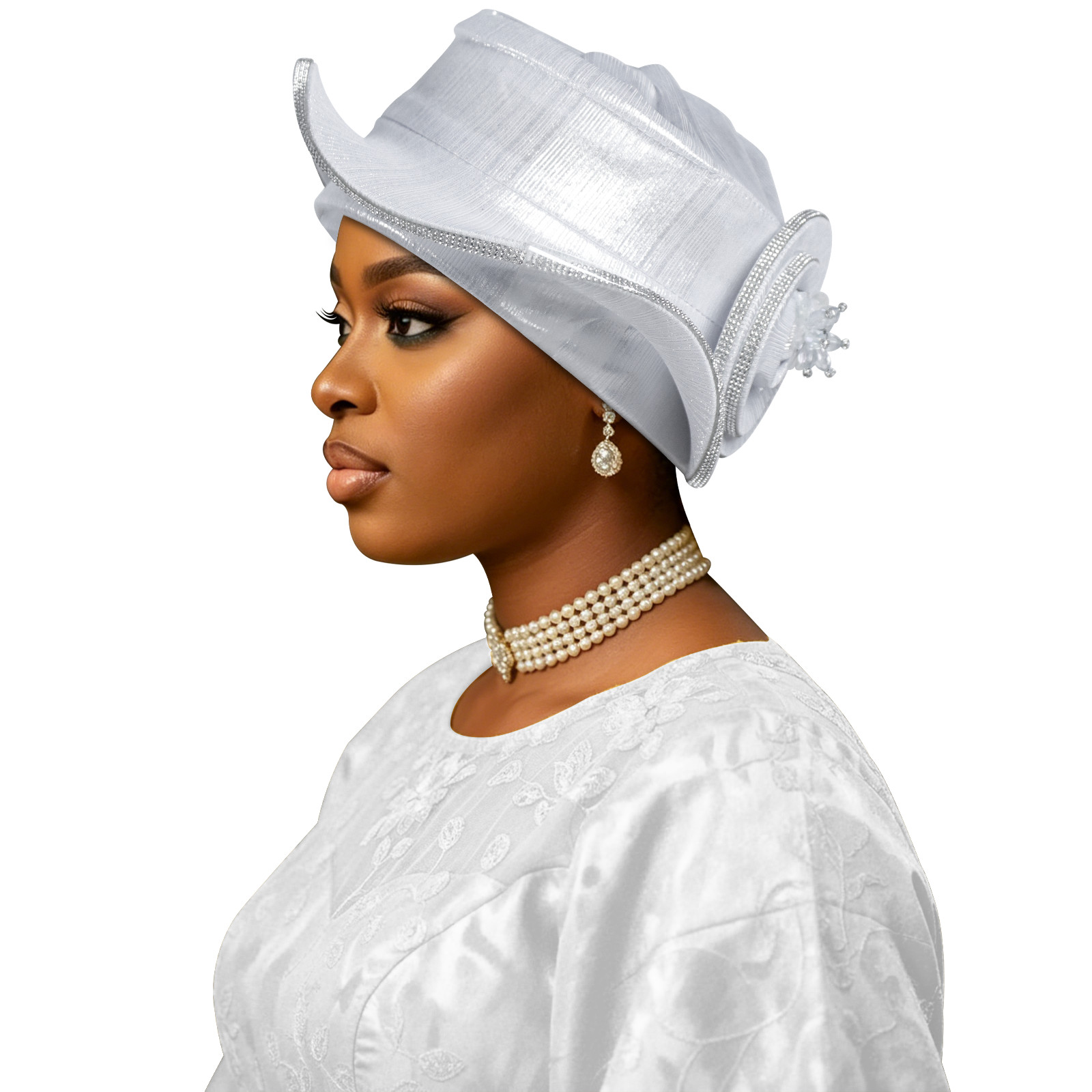 African Bonnet Cap Nigerian Gele Turban Women Wedding Head Wrap Headtie Headwear