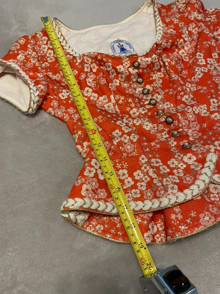 Vintage Dirndl Strasser Trachten Top & Skirt Set Red Bavarian Oktoberfest Rare
