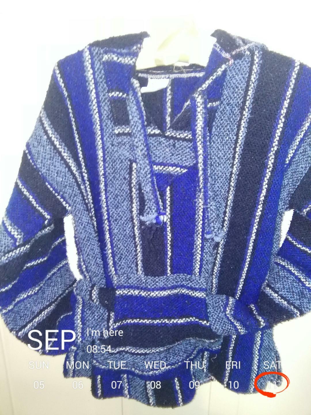 Baja Hoodie, Child Size Medium, Blue and Black