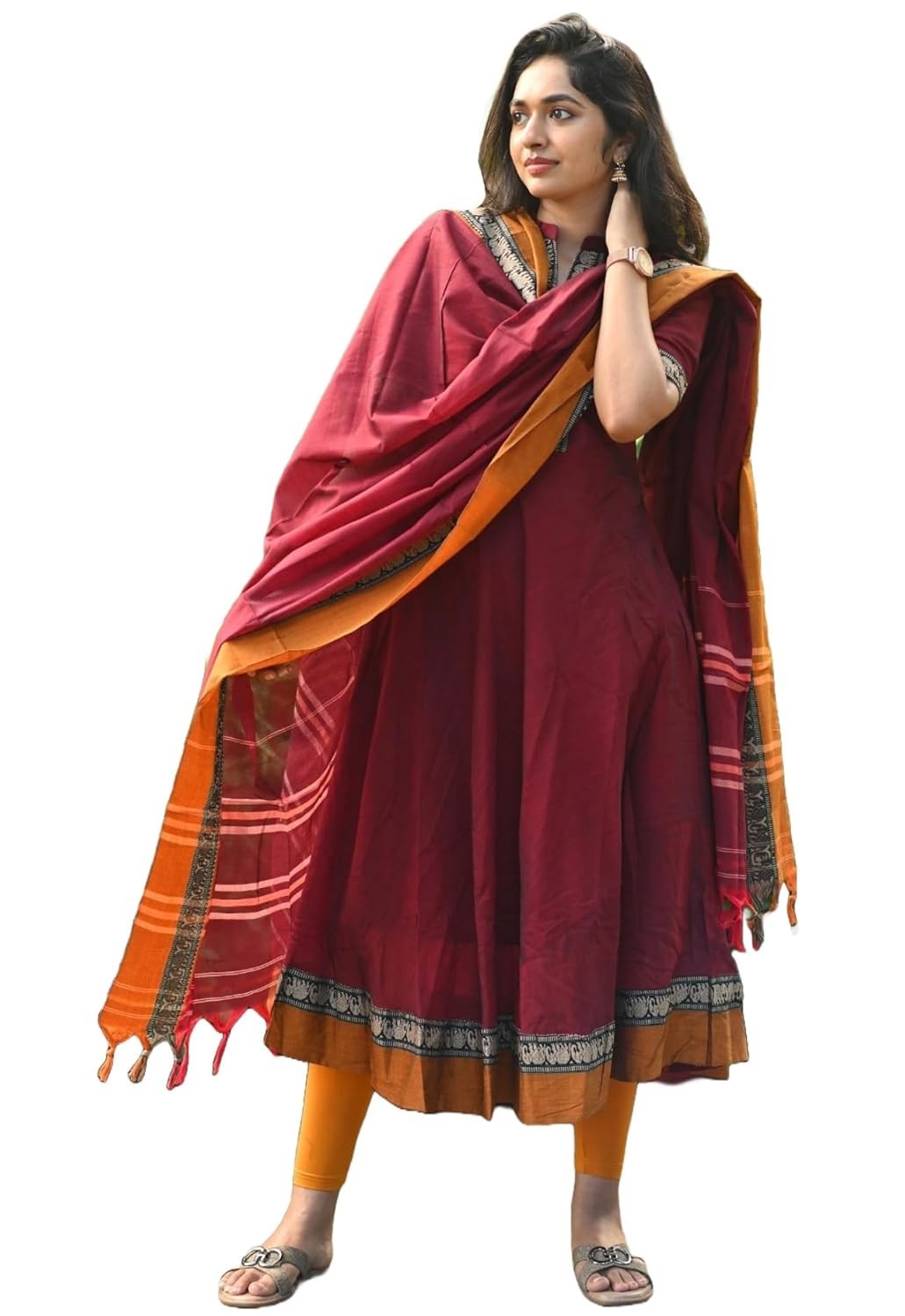 Women’s Rayon Viscose Solid Anarkali Kurta with Dupatta