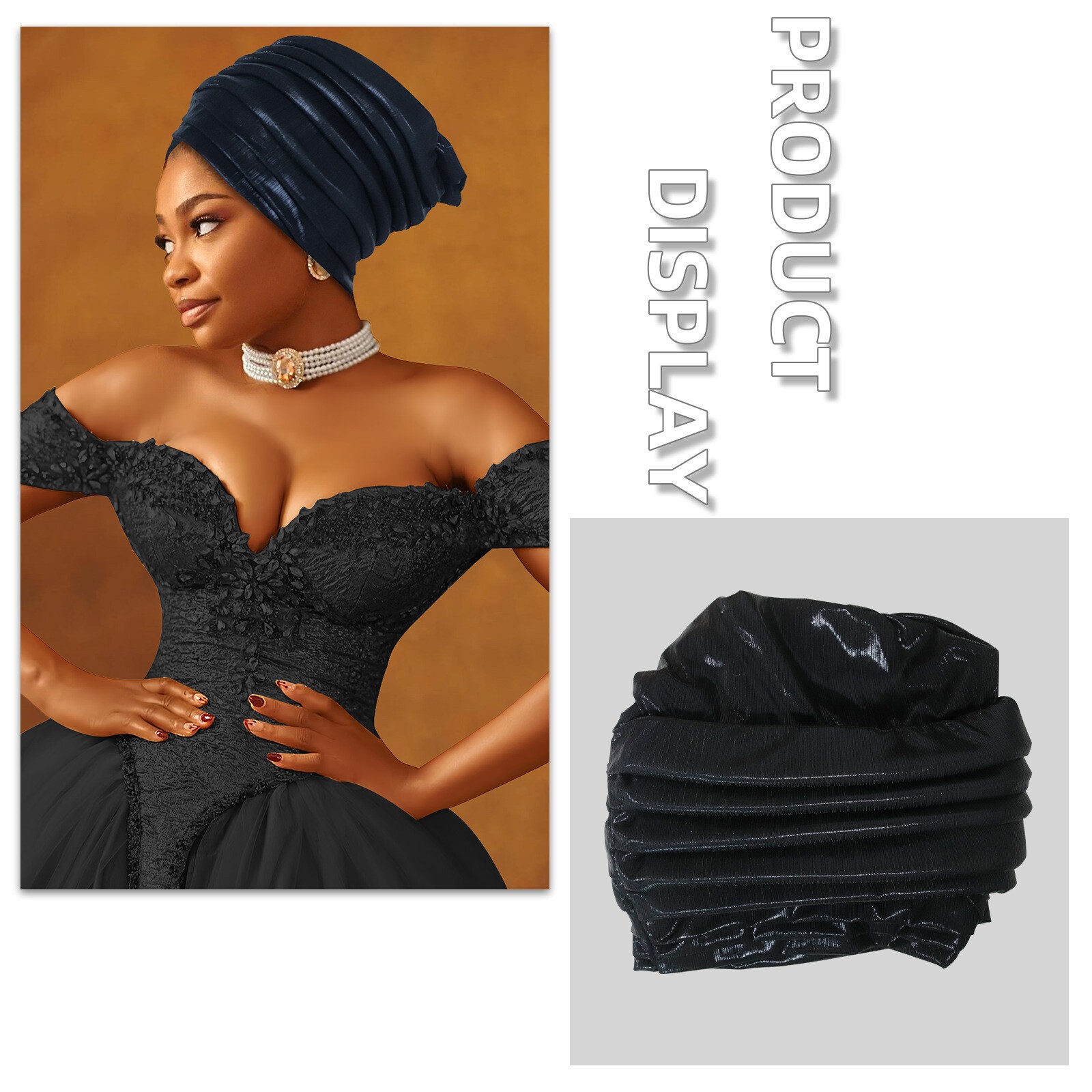 Women Wrap Cap Muslim Solid Color Multilayer Hat Africa Auto Gele Wedding Cap