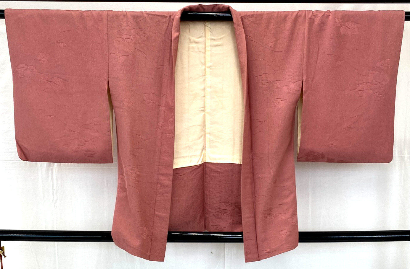 Japanese Vintage Kimono Haori Jacket Silk Pink Traditional Authentic 29 in