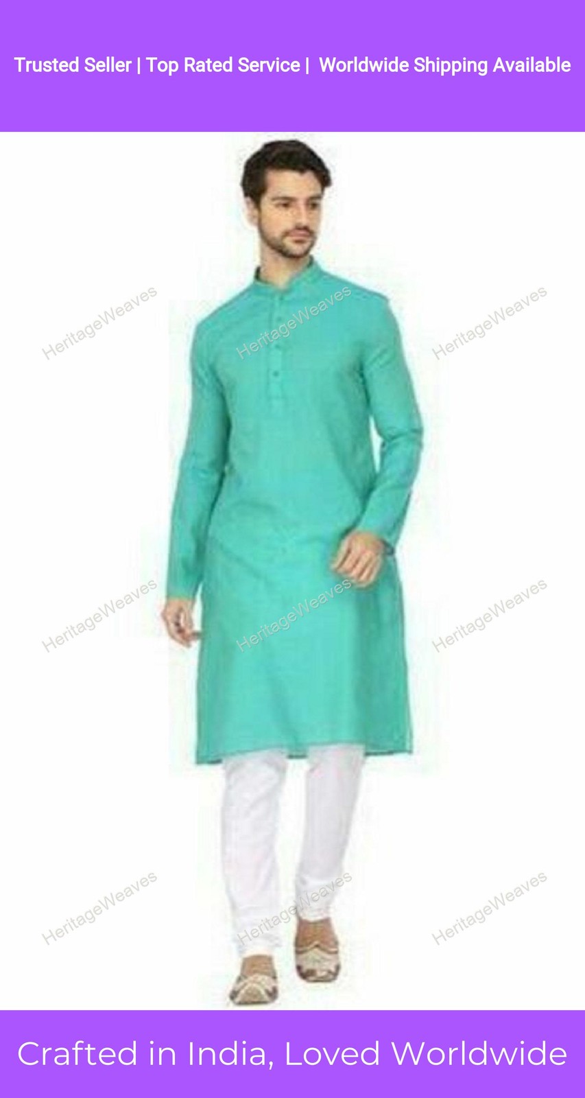 Indian Dress Cotton Kurta Traditional Clothes Mens Handmade