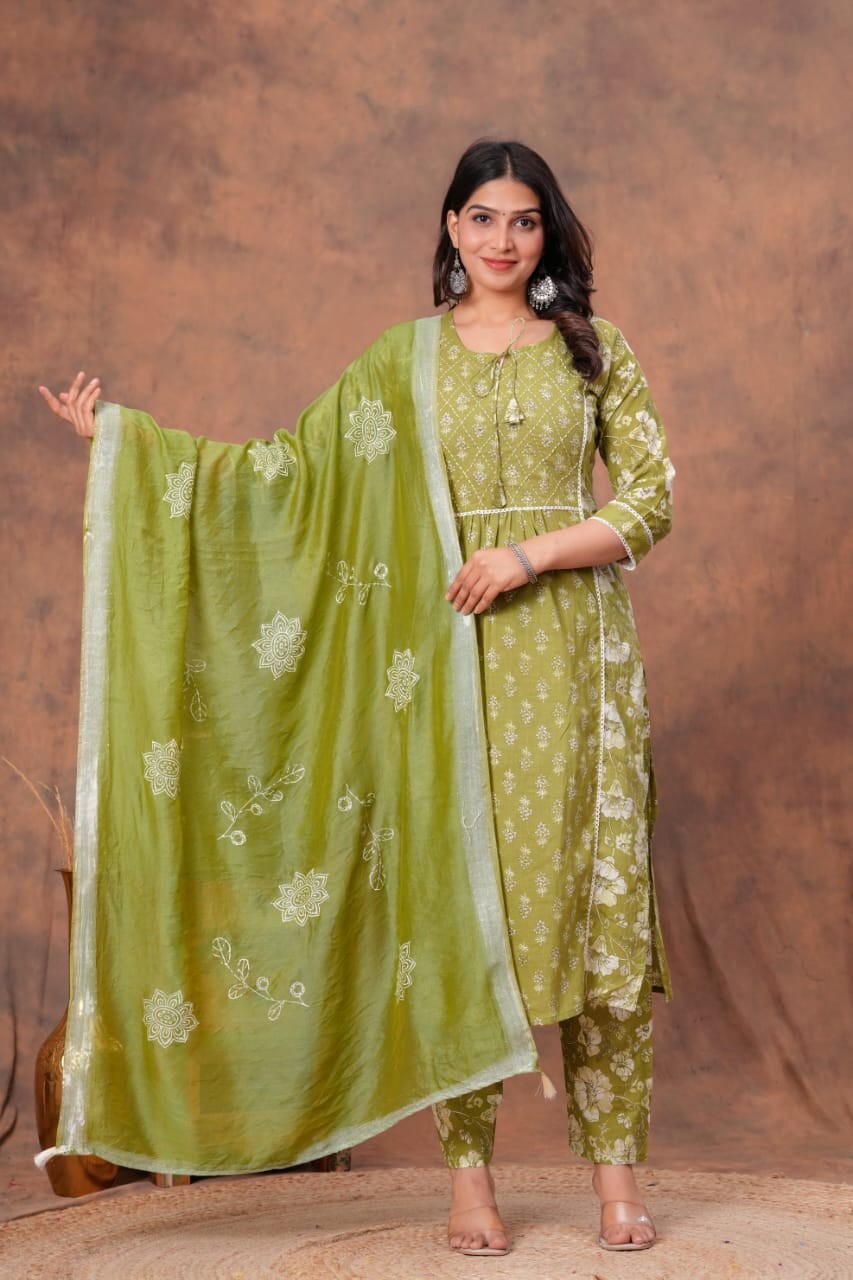 Fully Readymade Side Cut Kurta Palazzo Dupatta Set Indian Stitched Salwar Kameez