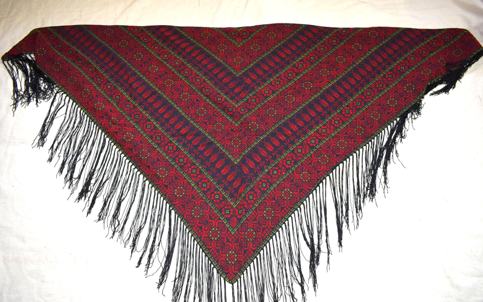 Tatreez Palestinian Bedouin Embroidered Wrap Scarf – Handmade Shawl