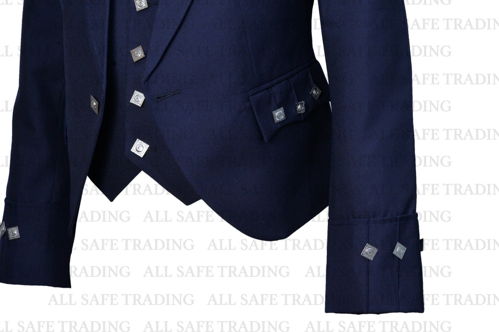 Scottish Blue Argyle Kilt Jacket With Waistcoat/Vest – Sizes 36″- 54″