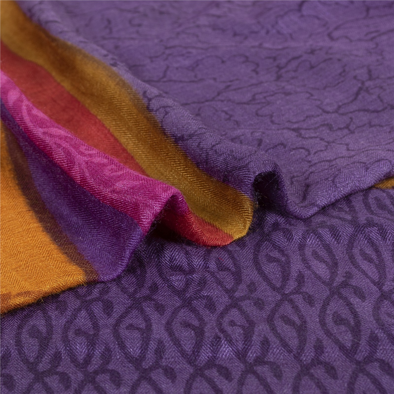 Sanskriti Vintage Purple Sarees Pure Woolen Block Print 6Yd Sari Craft Supplies
