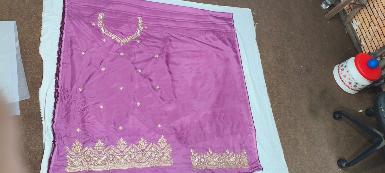 Purple Hand Embroidered Crepe Suit Set with Organza Dupatta | Premium Ethnic…