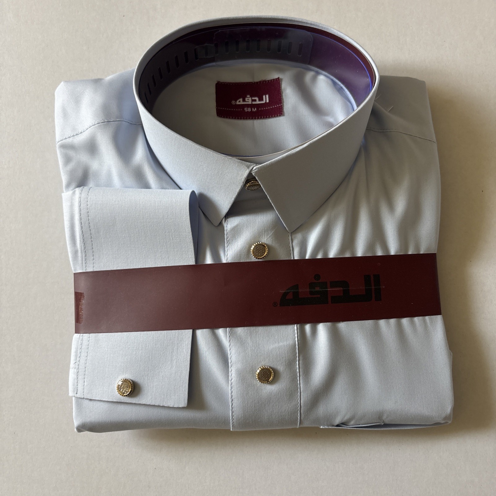 MEN Size 58M DAFFAH High Quality ALL SEASON Thobe CUFF SLEEVE SHIRT COLAR