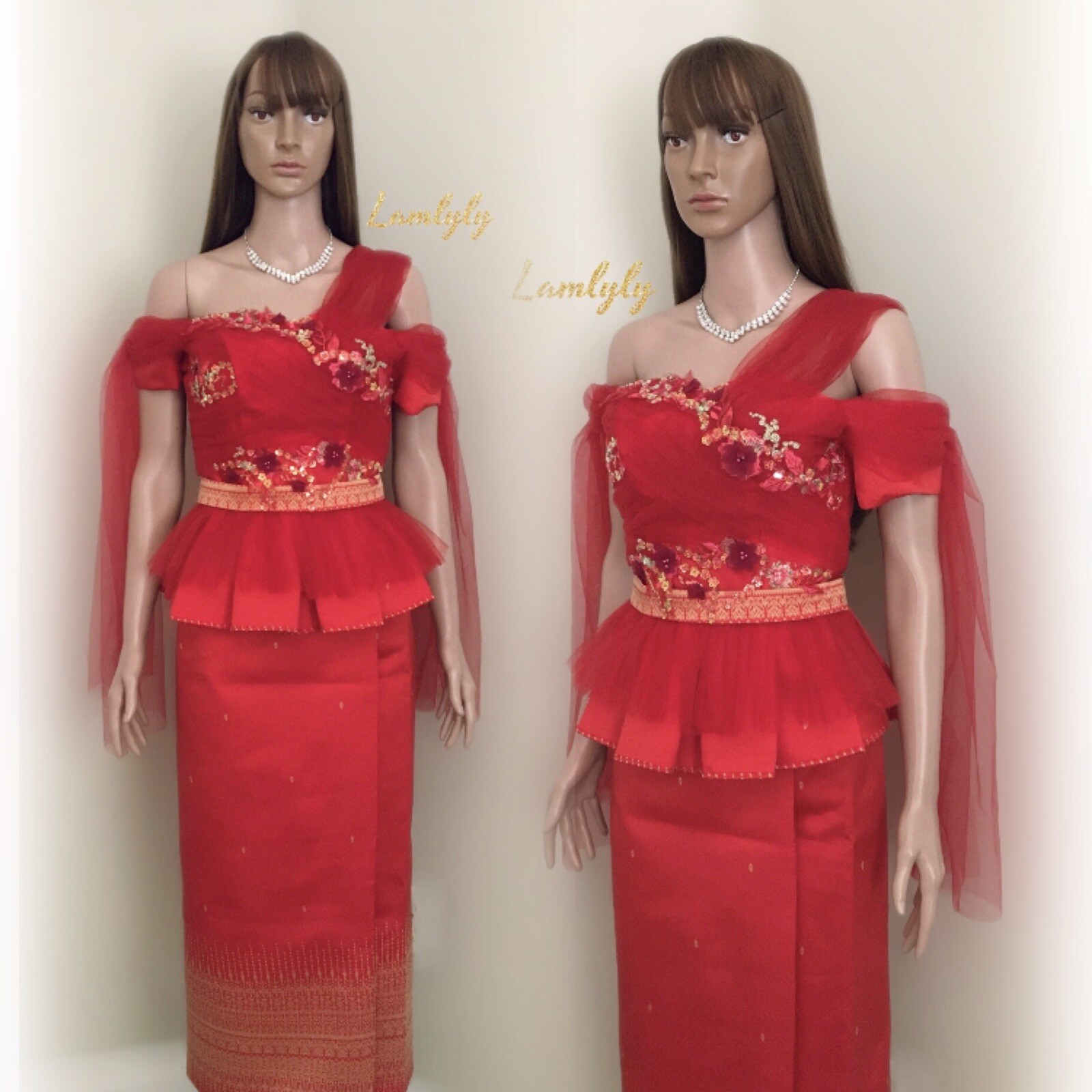 Khmer Traditional Outfit / Cambodian Clothes – 2 Piece, Khmer Shirt & Skirt