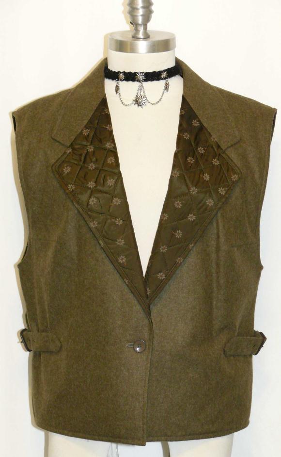 WOOL Women VEST Hunting Jacket / Has SIDE BELTS German Winter B42″ Eu44 12 M