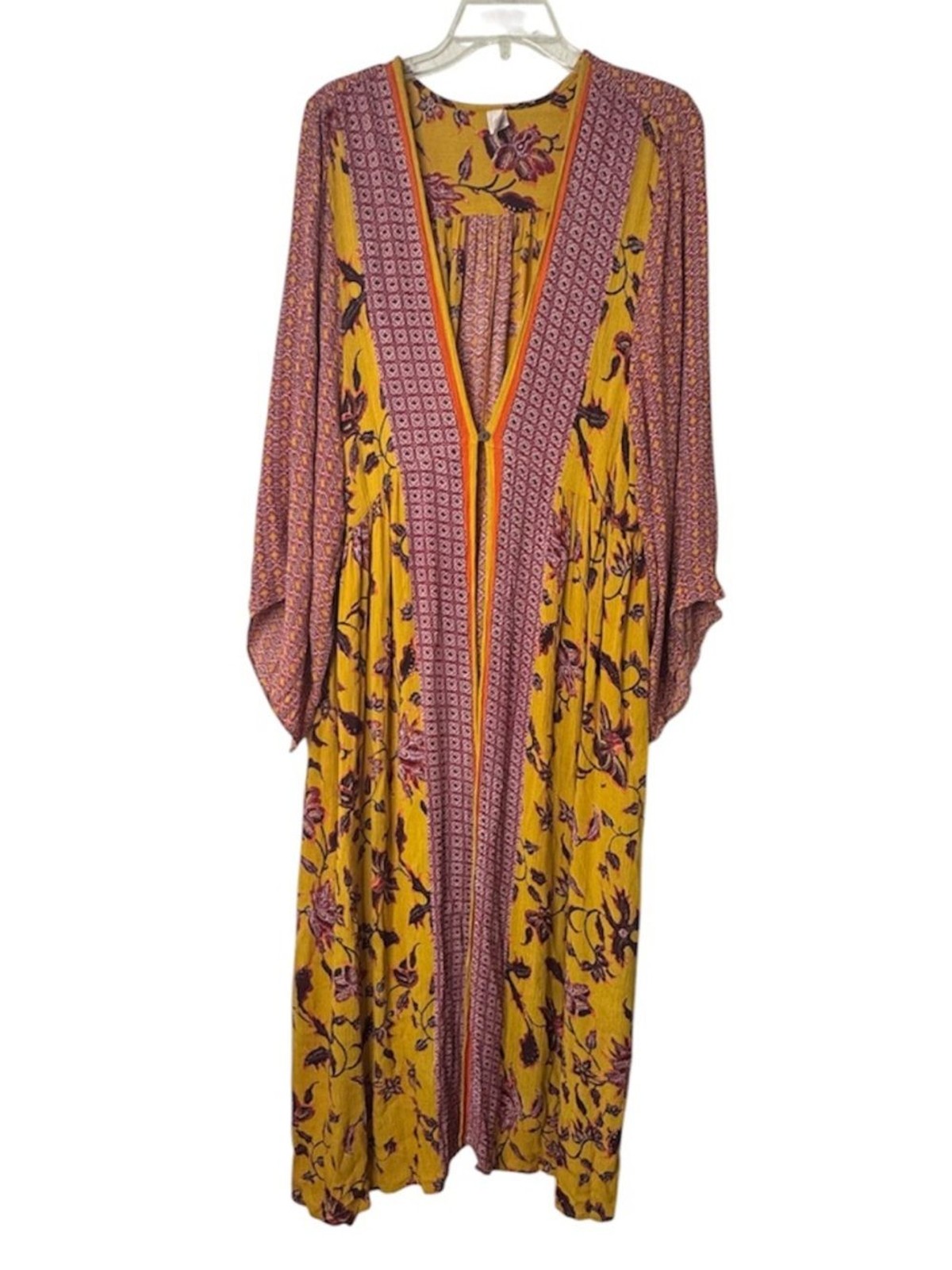 Raga Daze in the Sun Boho Duster Kimono Long Maxi Mix Print‎ Size XL