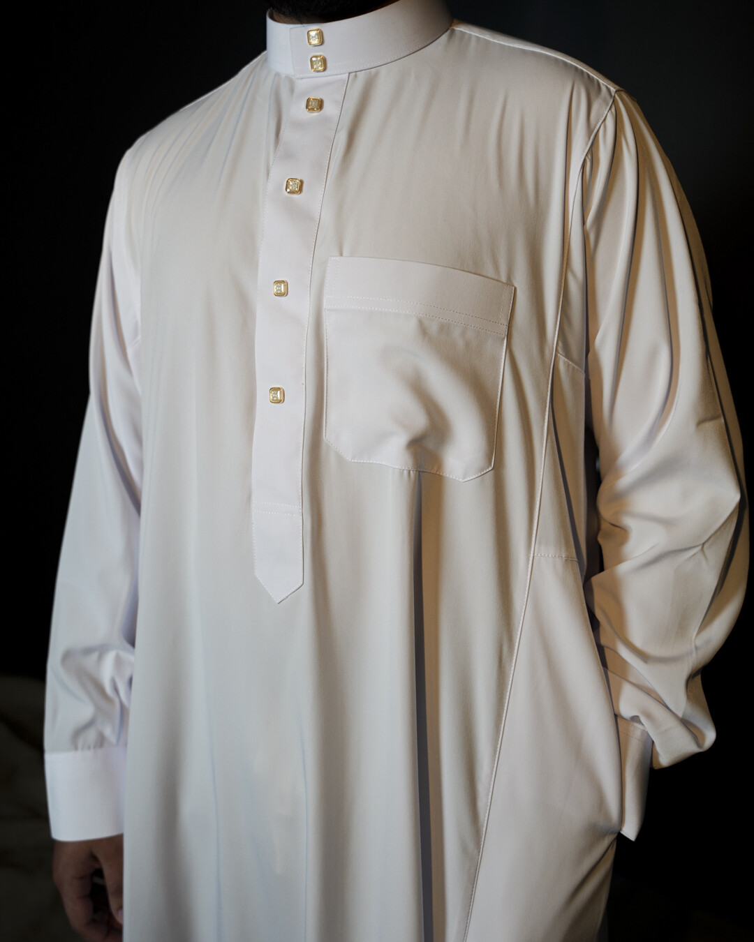 Muslim Thobe WHITE Long Sleeve SAUDI STYLE Islamic Jubba madewith luxury fabric