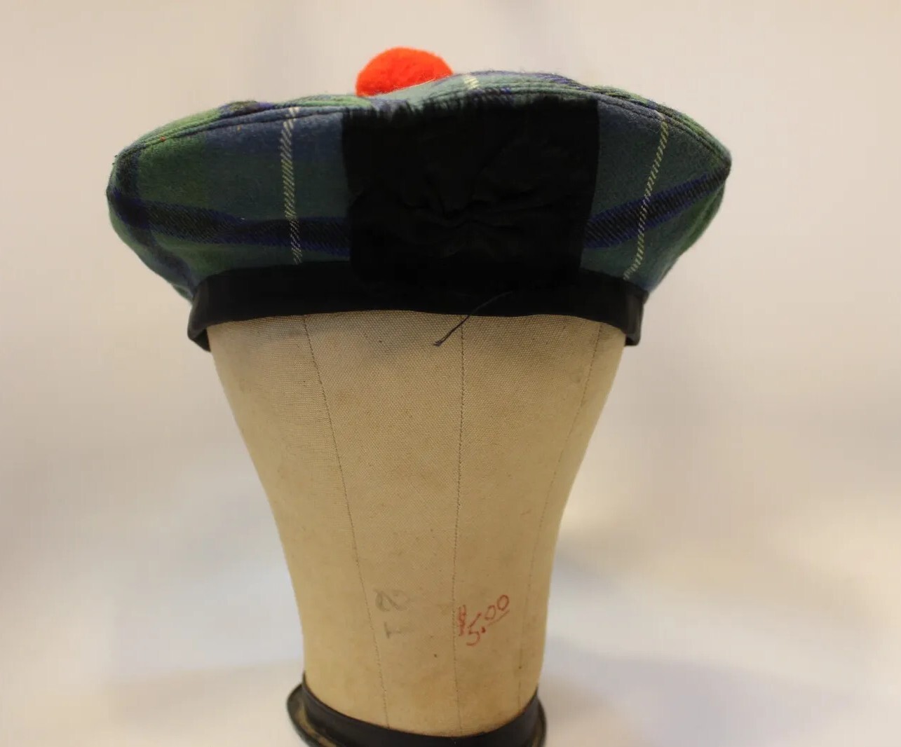 Vintage Wool Scottish Tam O’Shanter Clan Douglas Tartan Hat Scotland Size 7