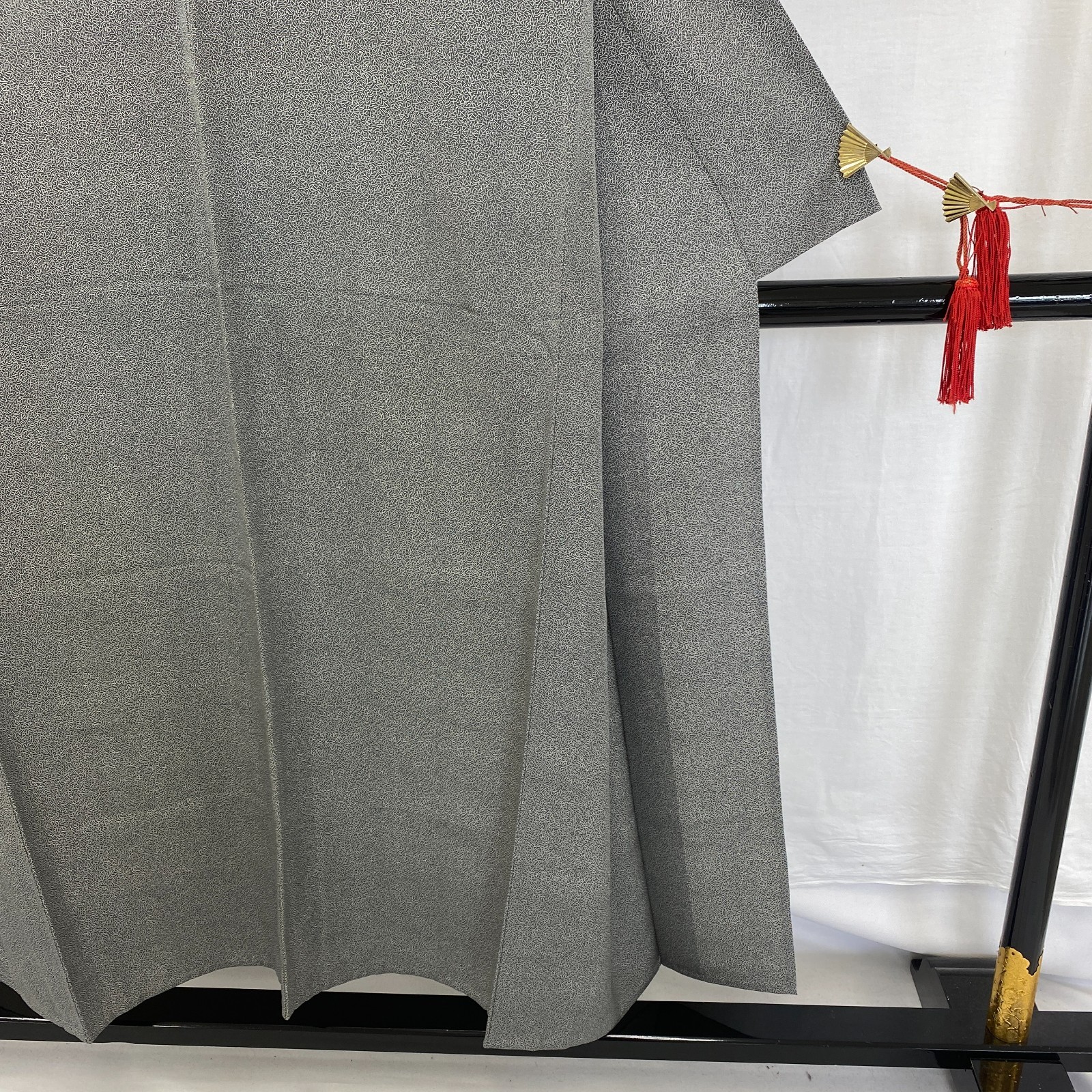 Japanese Vintage Kimono Polyester Gray No Lining Traditional Length 57in