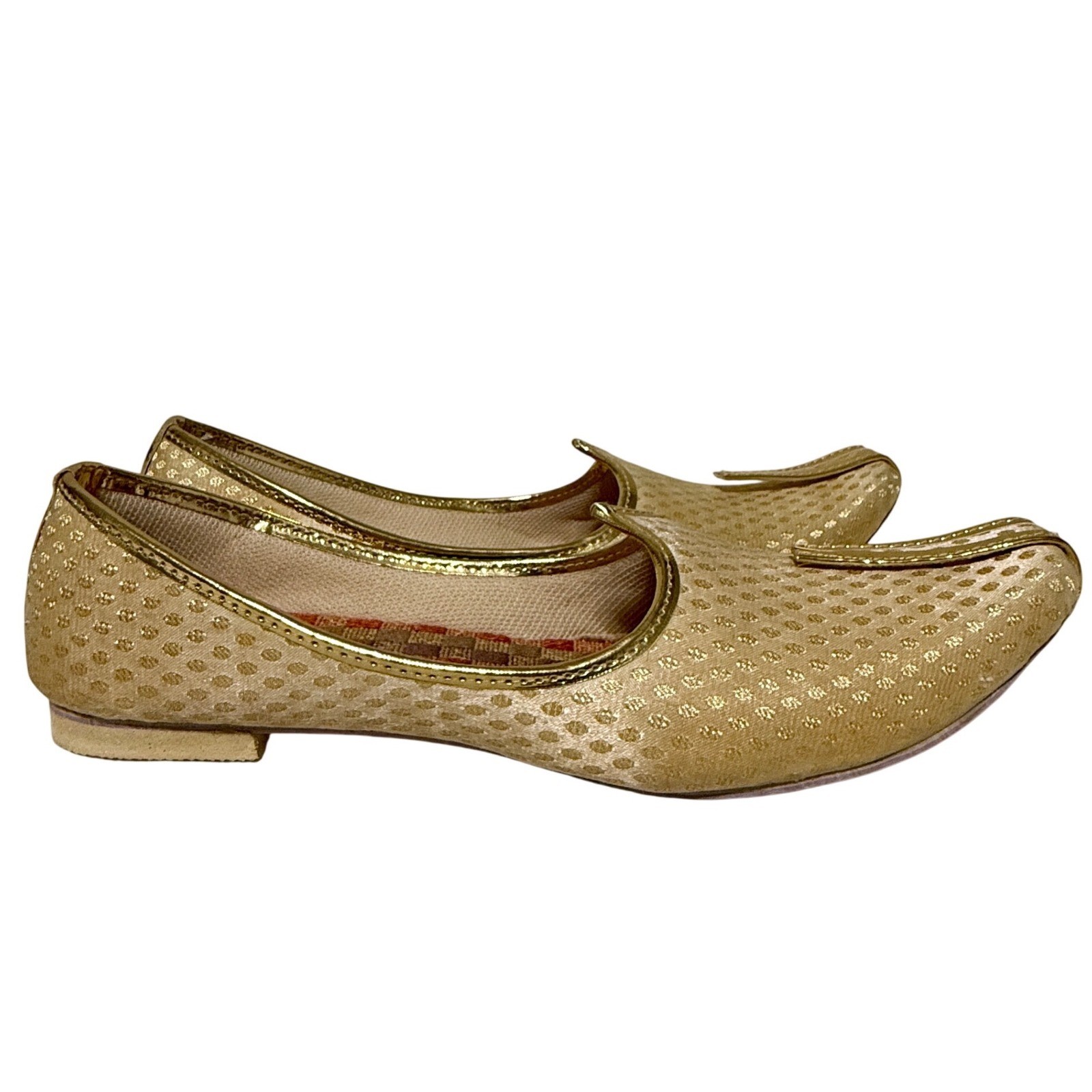 Traditional Indian Jutti Flats Beige Gold Shoes India Wedding Women’s US Size 5