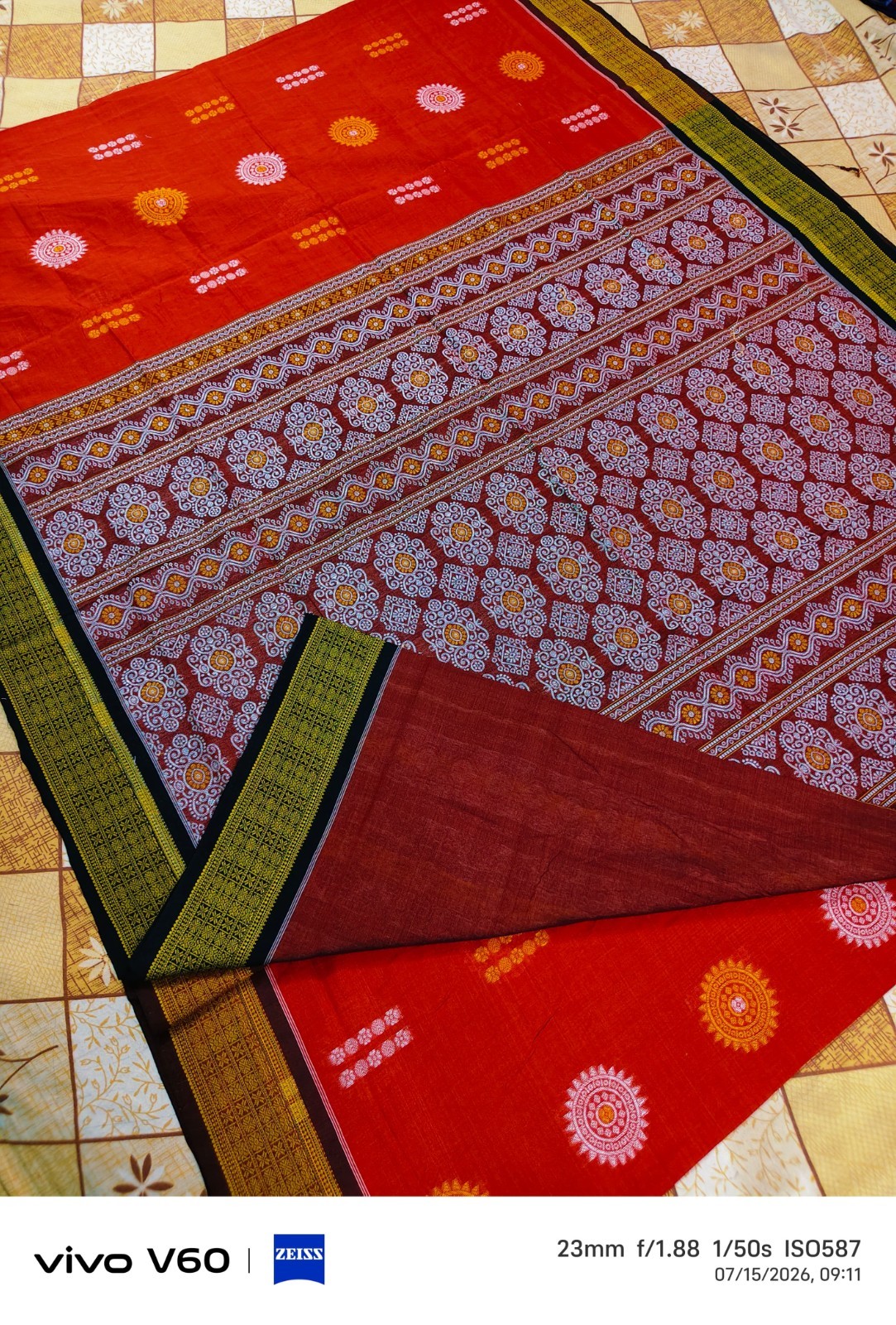 Sambalpuri Pasapali Cotton Saree Handwoven Odisha Handloom Wedding Ikat Sari