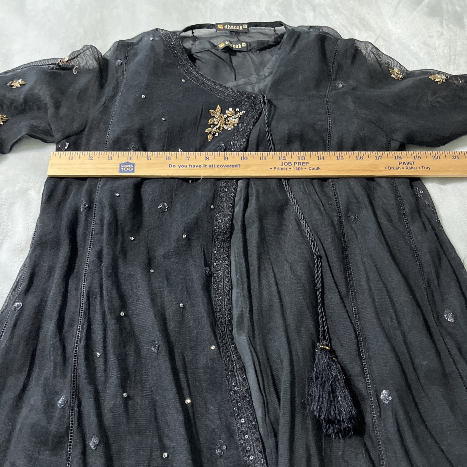 Dhanak Brpakistani M stitched Embroidered Sequin Work Hand Made Lace Shirt/Dress
