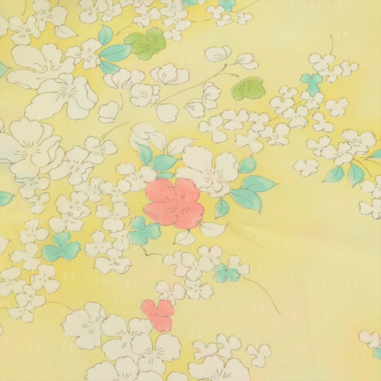 Vintage Japanese Kimono | Haori | Yellow Synthetic | Floral | tt1369b