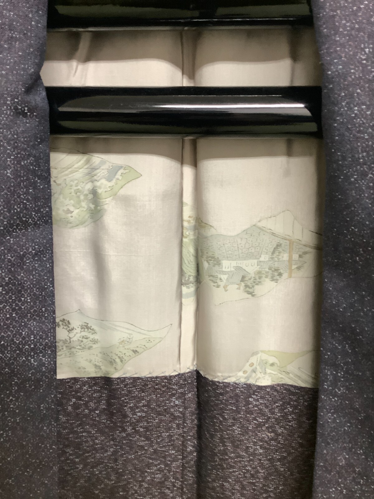 Japanese Vintage Kimono Haori Jacket pure silk navy blue front bunch Height 32in
