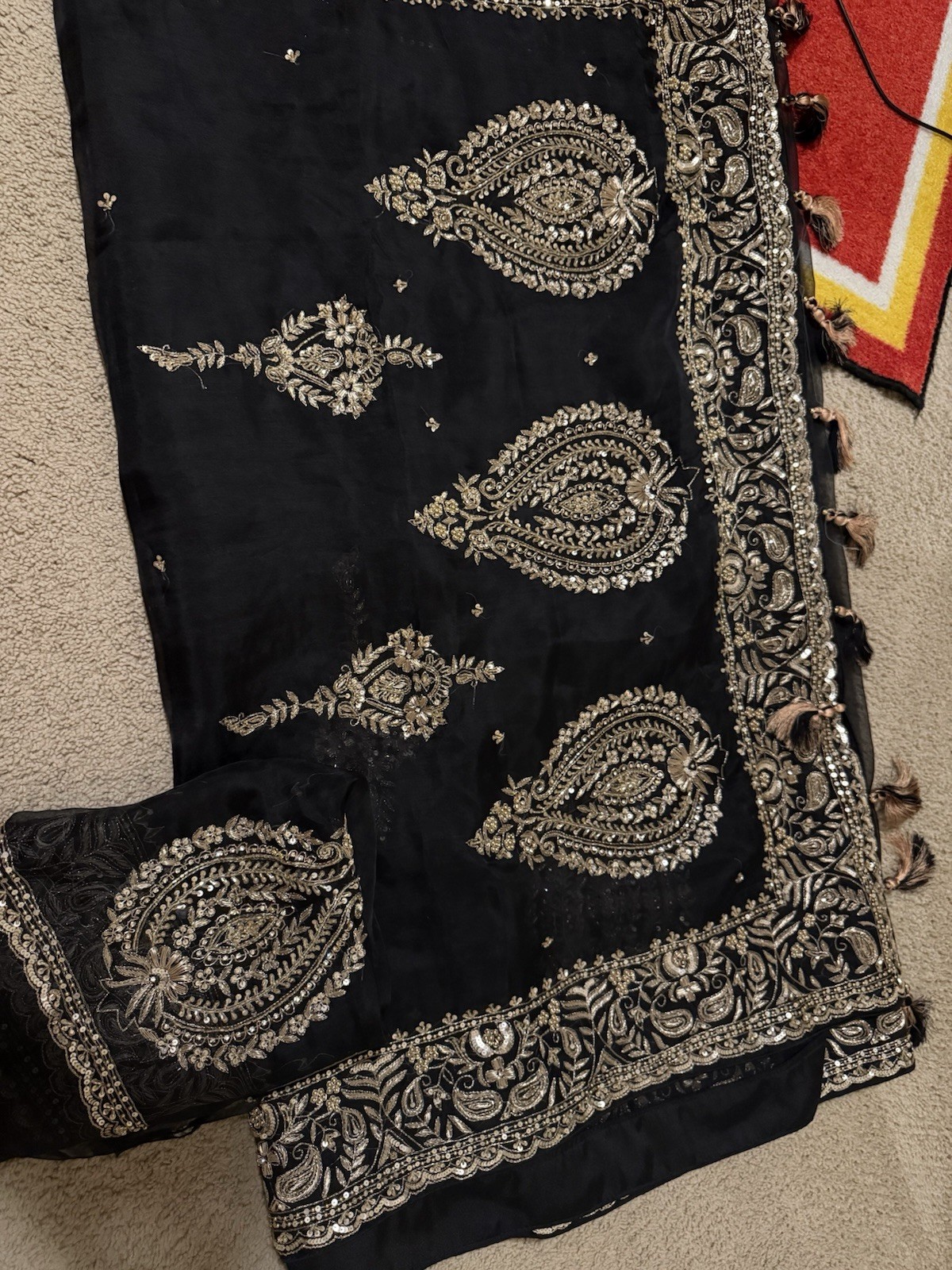 New Imported Black Muslin Saree