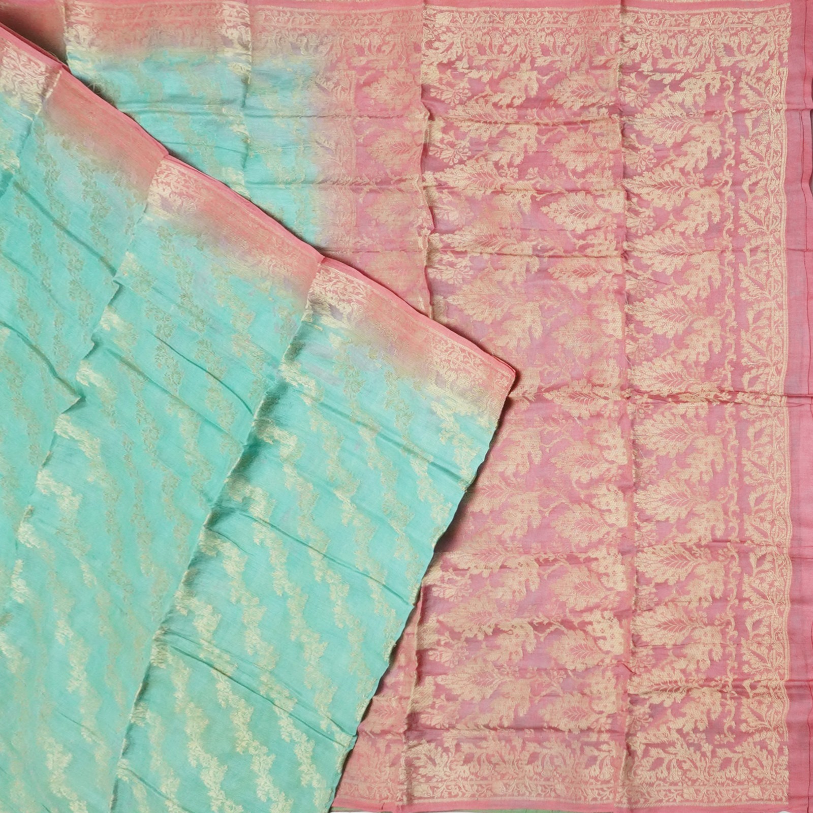 Namaste Vintage Blue Sarees 100% Pure Silk Woven Indian Sari 5YD Craft Fabric