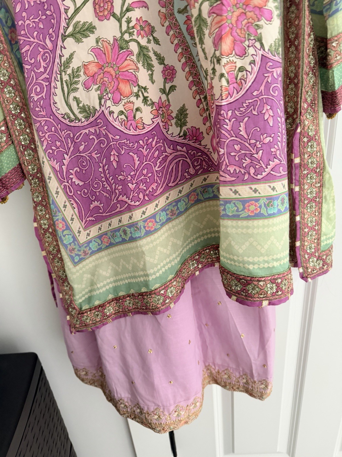 ethnc pink kurta with gotta and embroidery and gharara pants