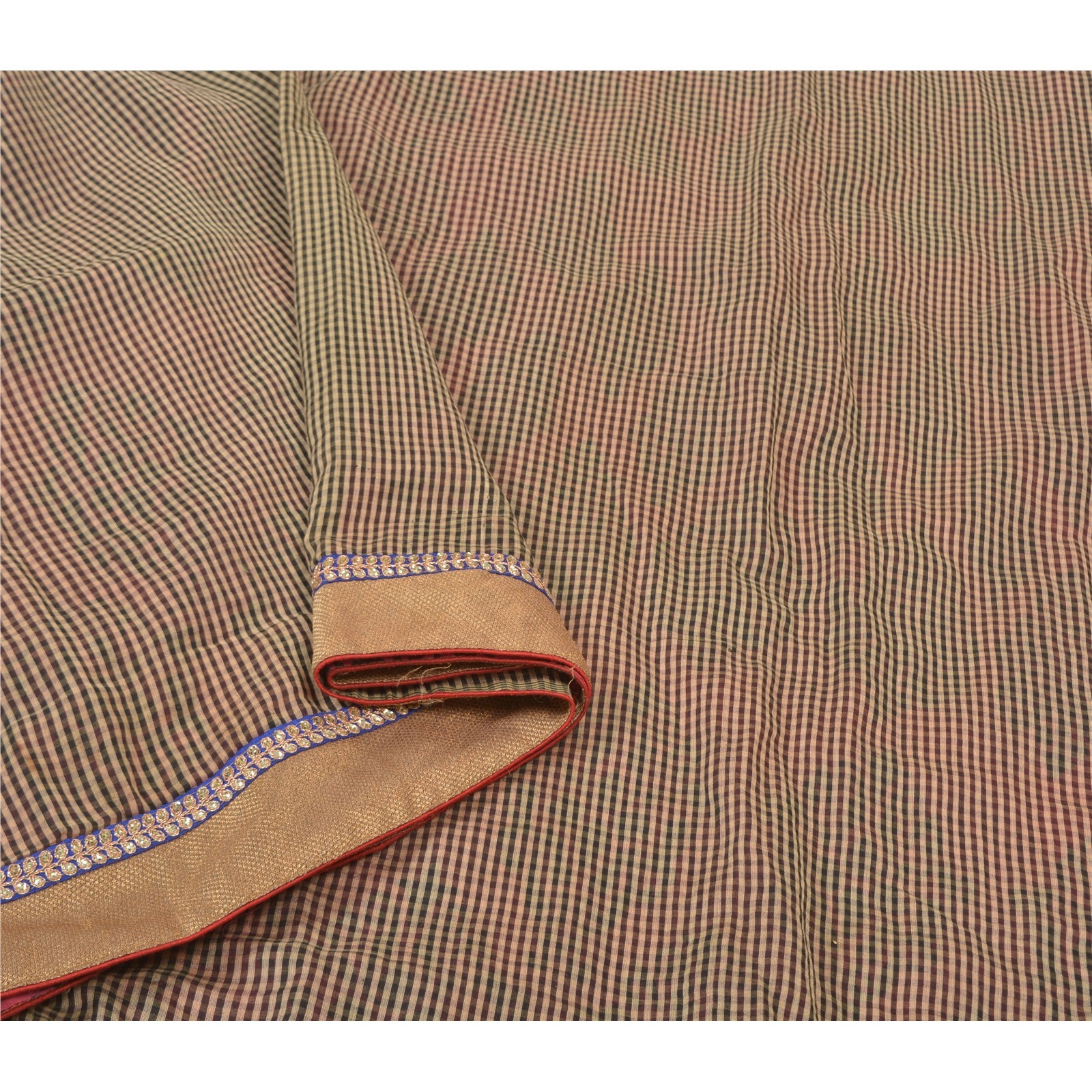 Sanskriti Vintage Pink &Cream Sarees Pure Georgette Embroidery Woven Sari Fabric