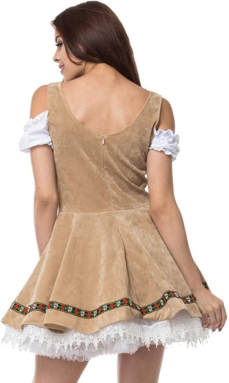 Women’s Oktoberfest Costume Velvet German Bavarian Dress Halloween Carnival LARG