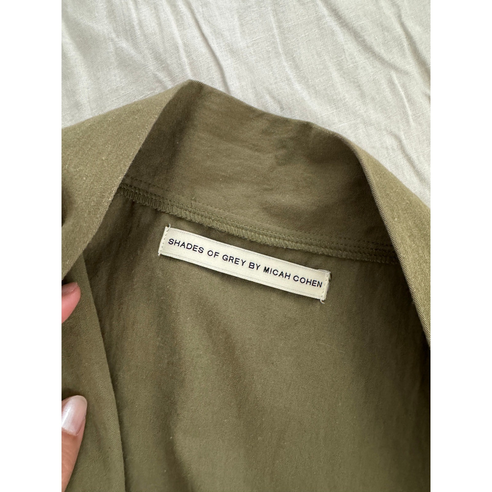 Shades of Grey by Micah Cohen Green Cotton Kimono Tie Jacket