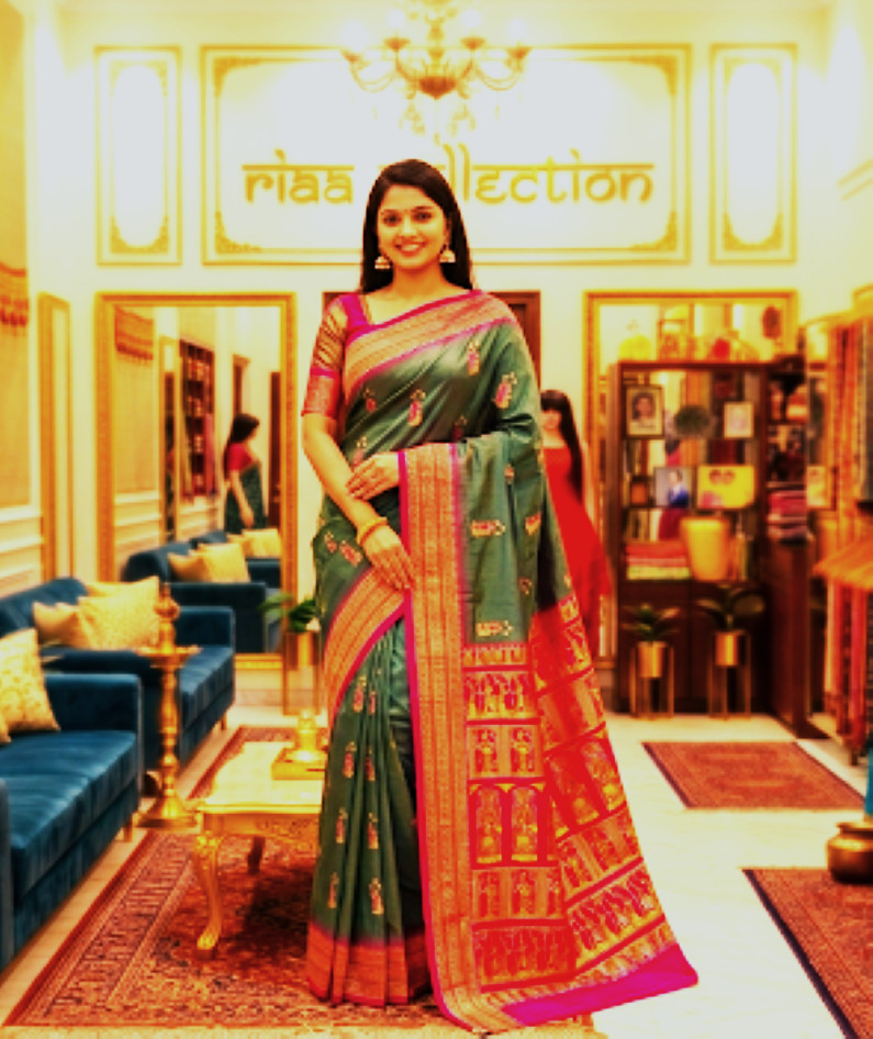 Indian Pakistani Pure Baluchari Silk Saree Meenakari Wedding Party Wear Sari