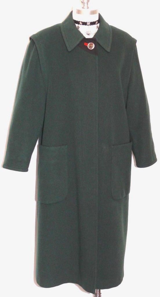 GREEN WOOL COAT Women GERMAN Winter WARM Hunting Career Dress LONG Over 14 L B42