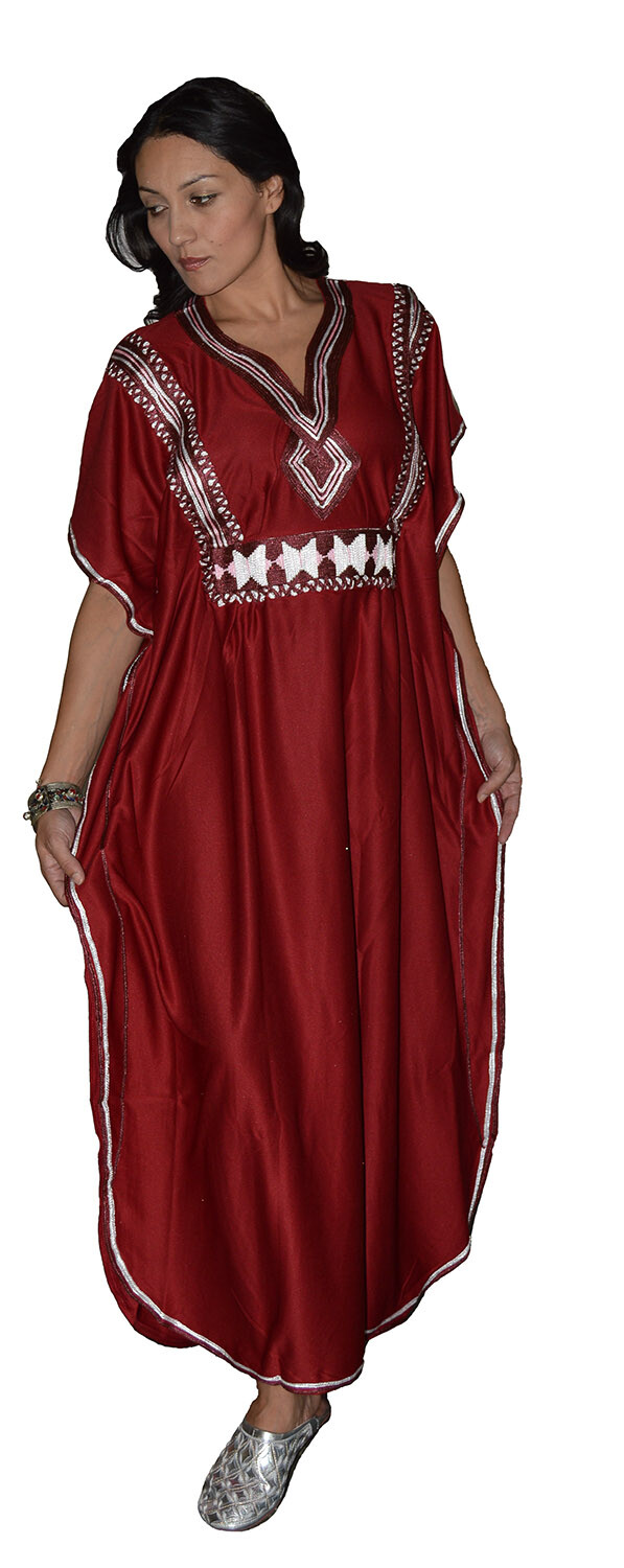 Moroccan Caftan kaftan Handmade Abaya Swim Cover lounge wear maxi Dress Burgundy