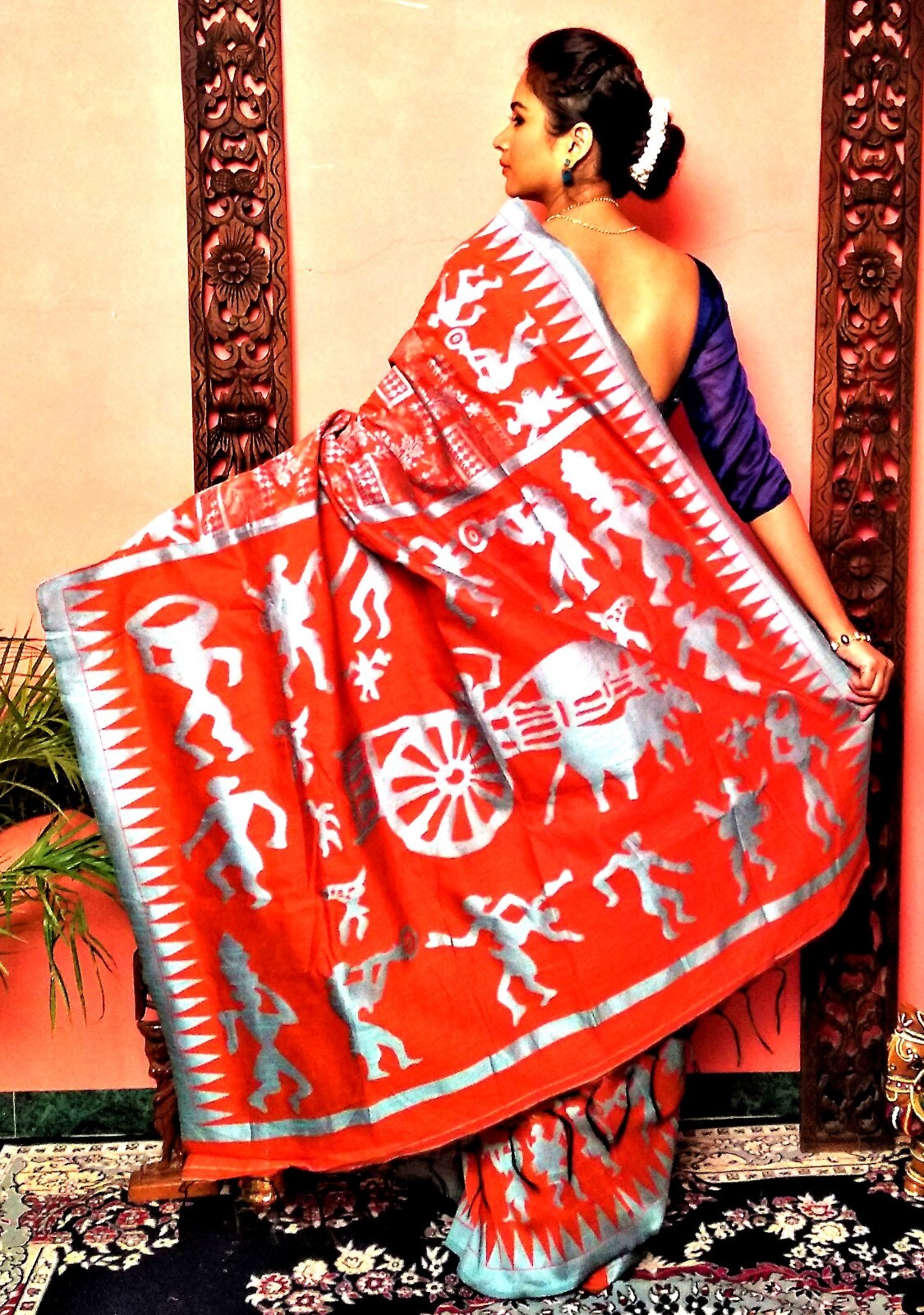 Graceful Summer Wear Dhakai Jamdani Soft Linen Handloom Ethnic Indian Saree