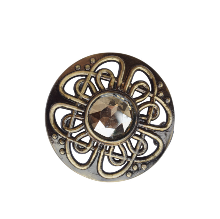 Scottish White Stone Brooch Antique Finish Fly Plaid Brooch