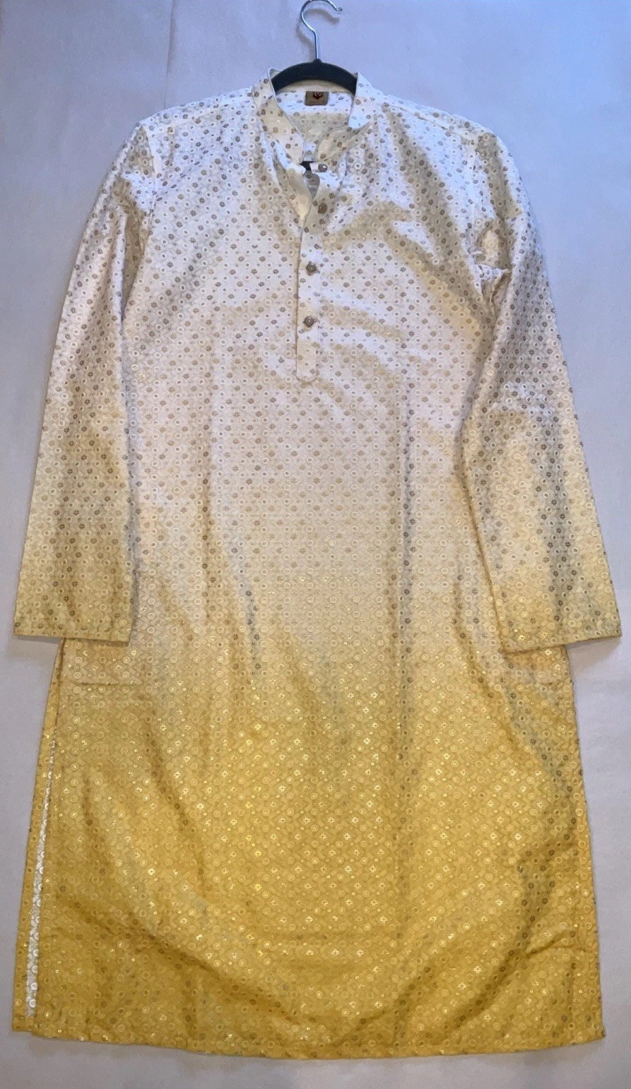 Spectacular Yellow Ombre Dyed Chikankari Kurta Set Size L Open Bag !