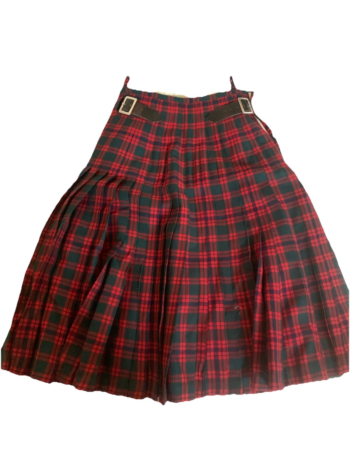 Vtg 1954 Authentic Kilt Macintosh Plaid Wool Hand Tailored Inverness Sz 8 Red