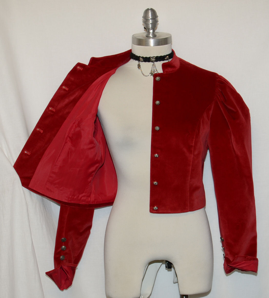 RED COTTON JACKET Austria ELEGANT & CLASSY Short Christmas Holiday Dress 6 S
