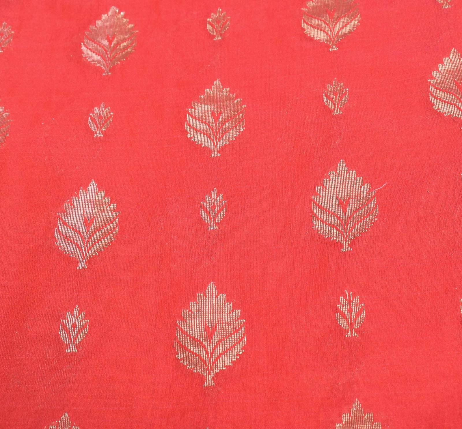 Sushila Vintage Red Banarasi Saree Zari Woven Art Silk Floral Sari Craft Fabric