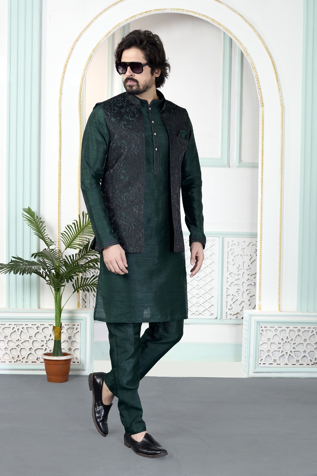 3 Pc Mens Wedding Eid Ramadan Ethnic Wear Traditional Kurta Payjama From India