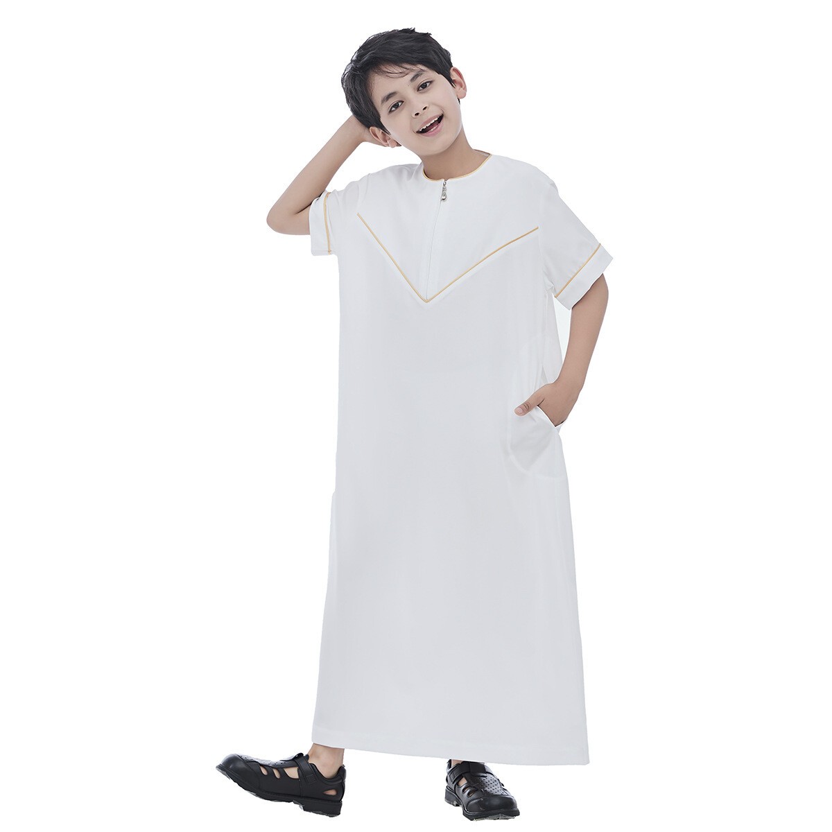 Islamic Kids Boys Abaya Thoub Thobe Kaftan Jubba Thawb Daffah Dishdasha Ramadan