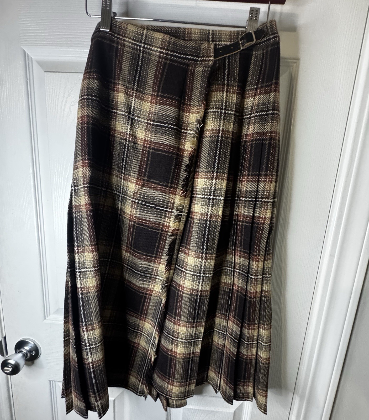 Vintage Scottish Plaid Wool Kilt Skirt Pleated Preppy Dark Academia Cottagecore